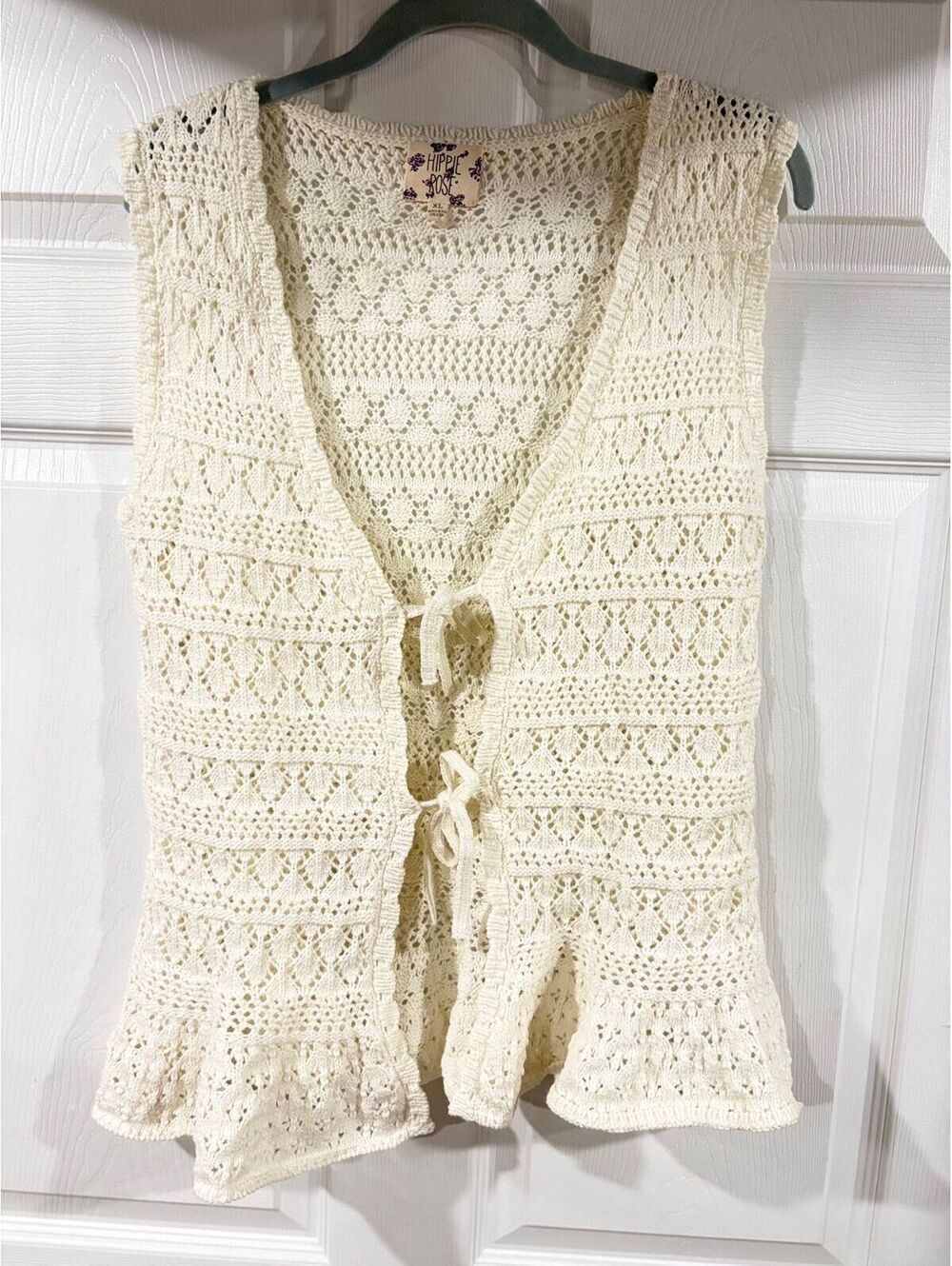 #260 Hippie Rose crochet tie blazer